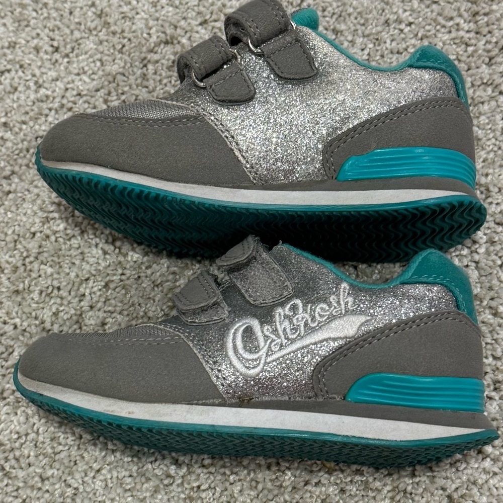 OshKosh B'gosh Gray and Teal Sneakers with Velcro straps